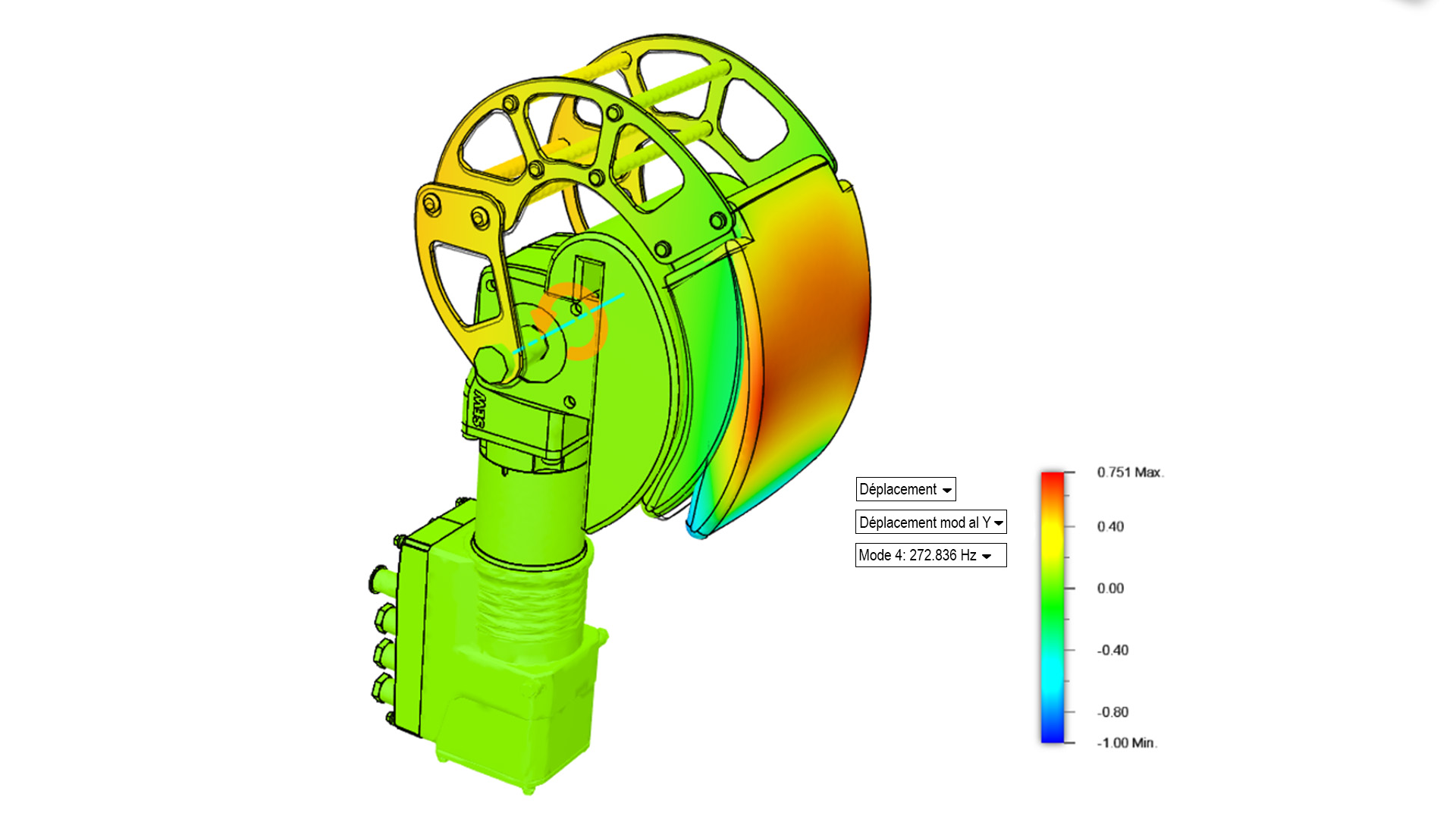 Simulation modale par éléments finis — déplacements à 272 Hz